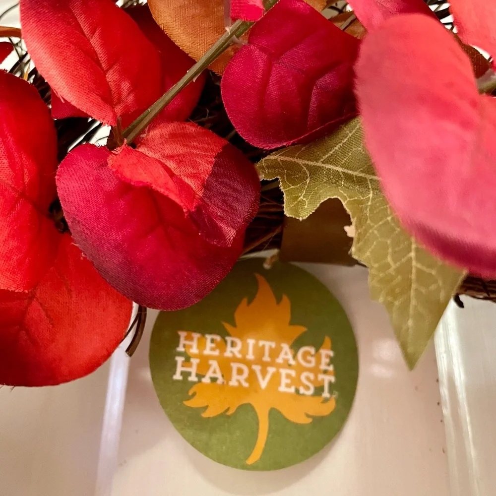 Vibrant Red & Orange Autumn Wreath for Door by Heritage Harvest (NEW)